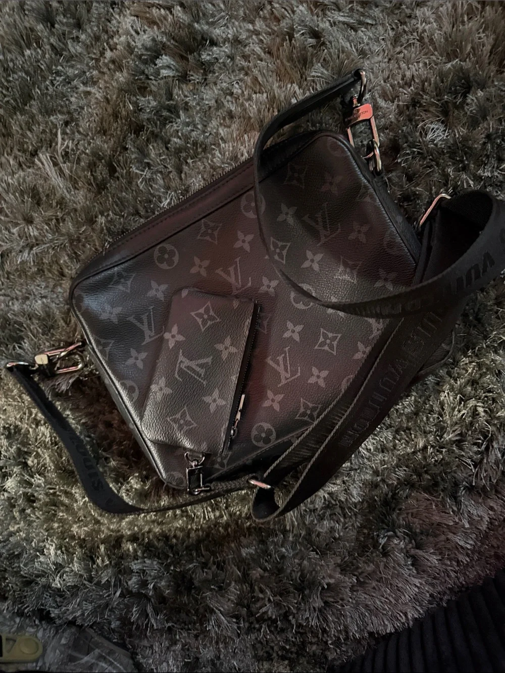 Louis Vuitton Monogram Canvas Messenger Bag in Dark Brown and Black